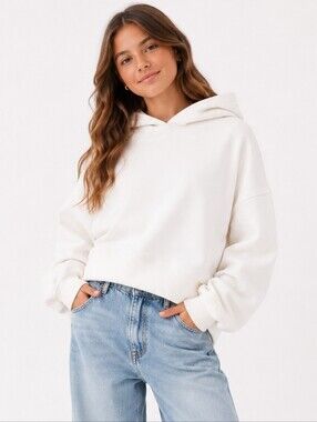 2/$30 ZARA White Cotton Hoodie – Kids Size 13–14 (164 cm) NWOT